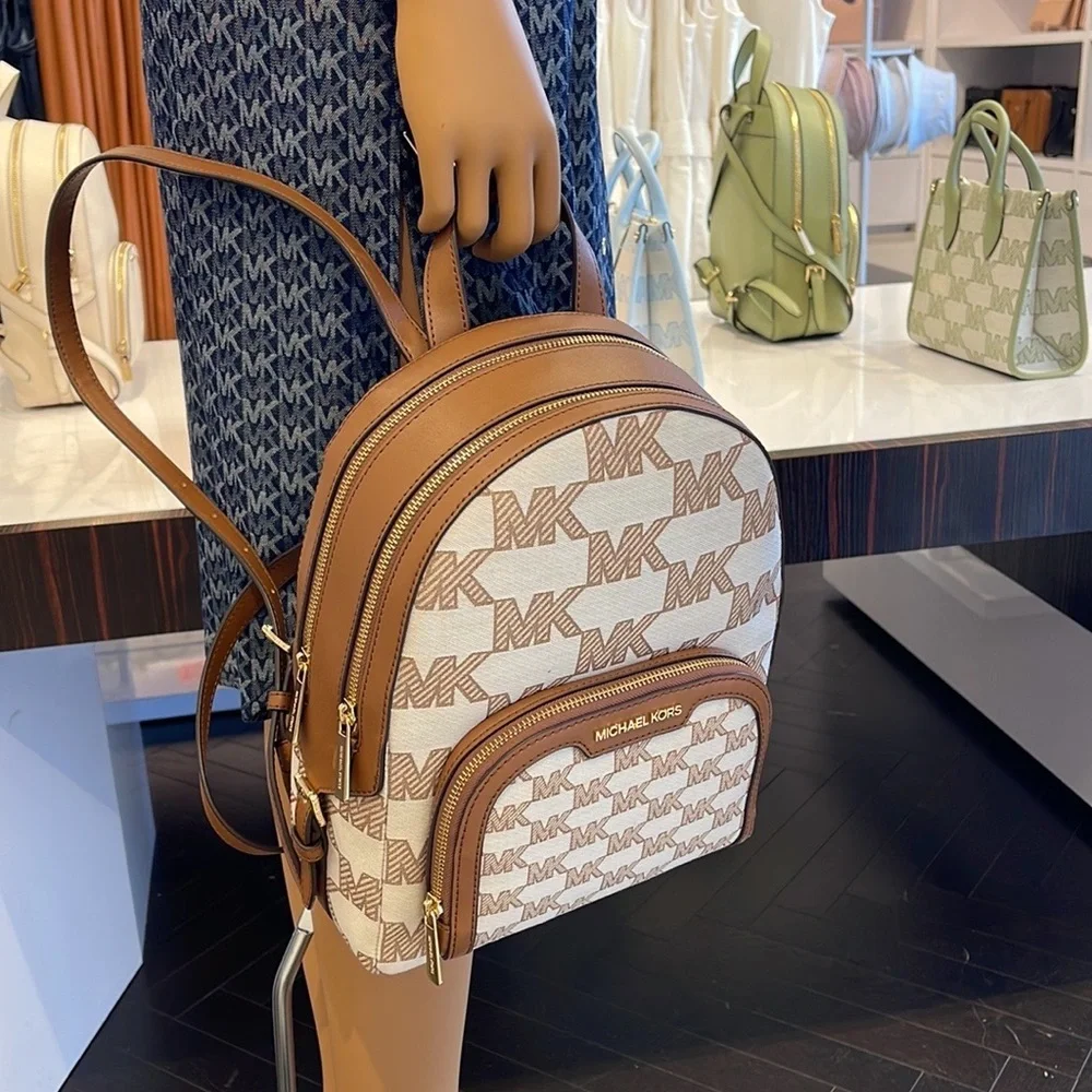 Michael Kors Jaycee Medium Logo Zip Pocket Backpack 35S3G8TB2J LUGGAGE